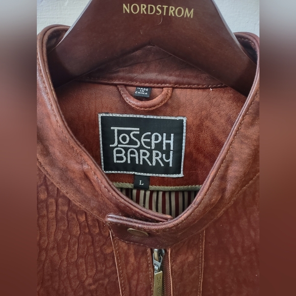 Joseph Barry tobacco brown leather bomber jacket coat size Large - Picture 4 of 14